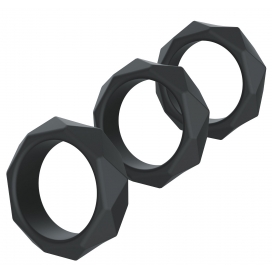 Hidden Desire Lot de 3 Cockrings Silicone HEAVY C-RING Noirs