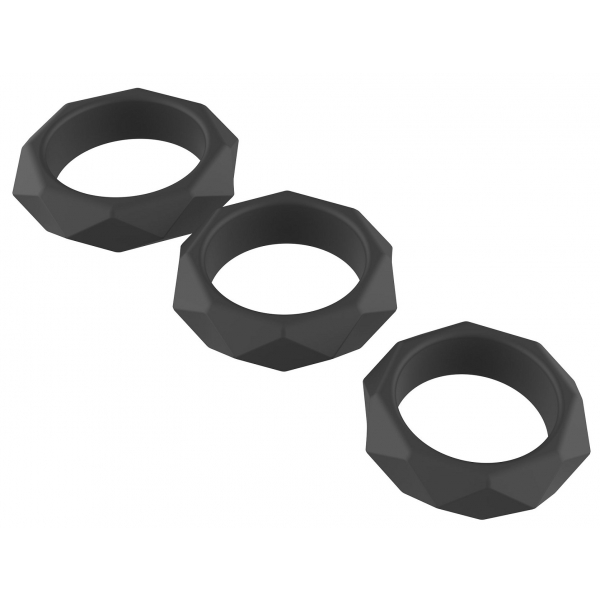 Set di 3 anelli a C in silicone nero pesante