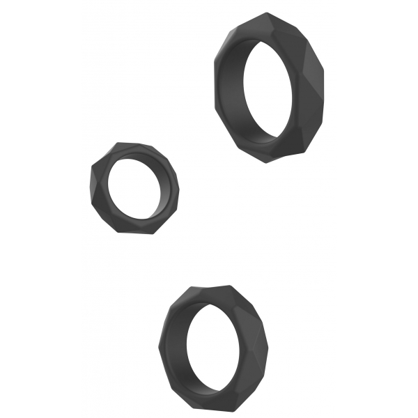 Conjunto de 3 anéis de silicone preto pesado C-Ring