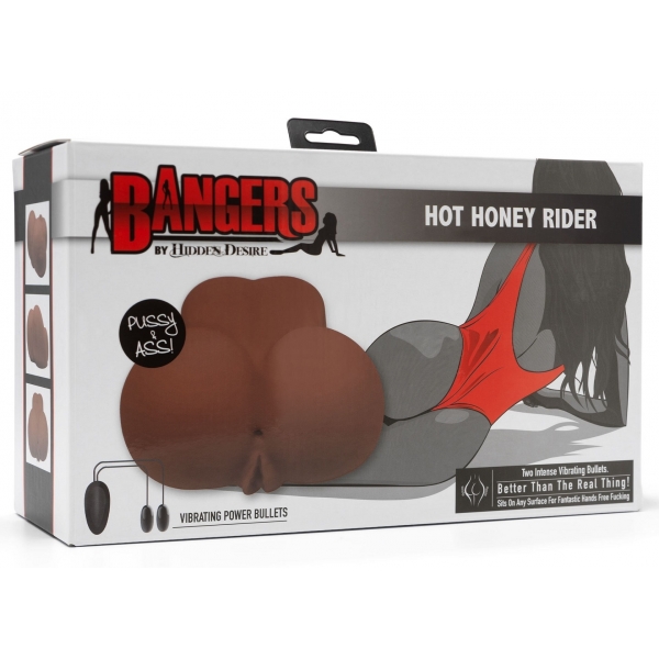 Hot Honey 2-Inlet Realistic Vibrating Masturbator Brown