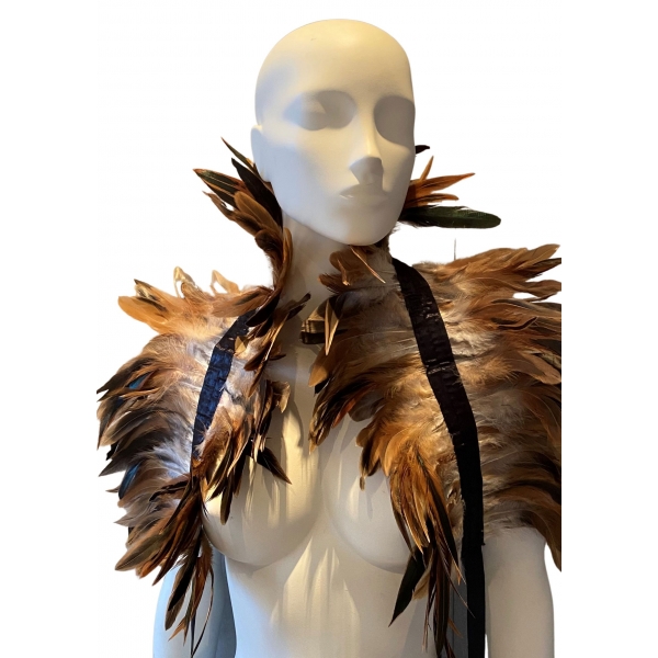 Beige-Brown Feather Shoulder Covers