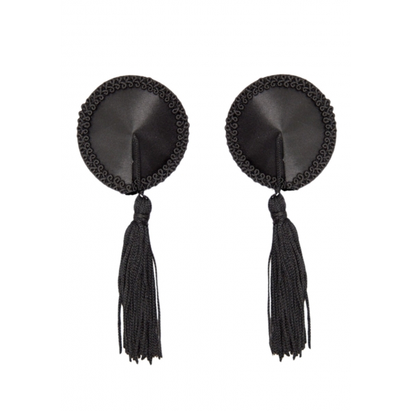 Tapa mamilos de cetim com pompom Nipple Couture Preto