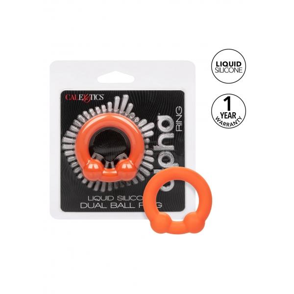 CalExotics Alpha Liquid Silicone Dual Ball Ring Orange