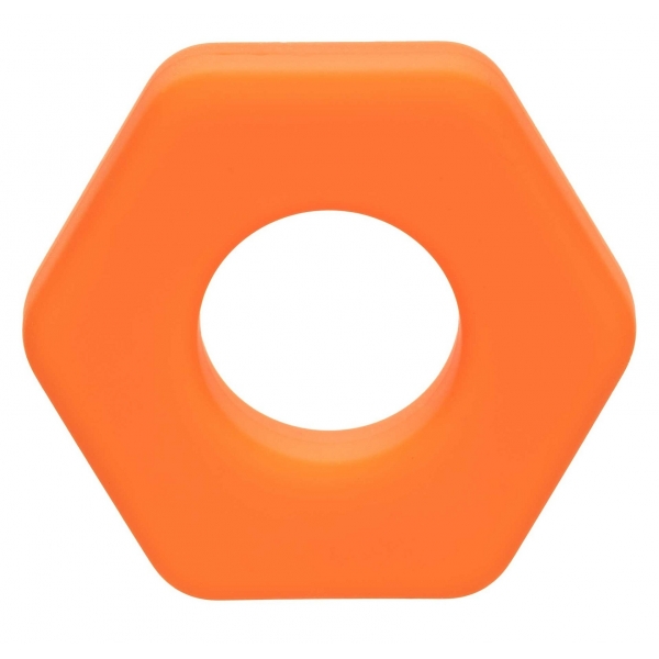 CalExotics Alpha Liquid Silicone Prolong Sexagon Ring Orange