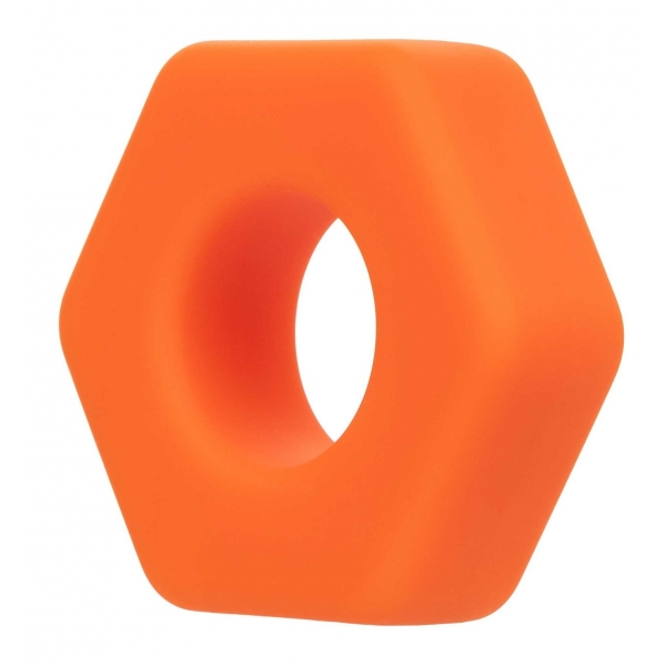 CalExotics Alpha Liquid Silicone Prolong Sexagon Ring Orange