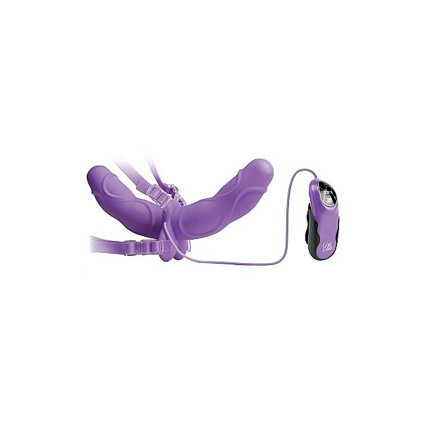 Vibrating Double Delight Strap-On - Purple