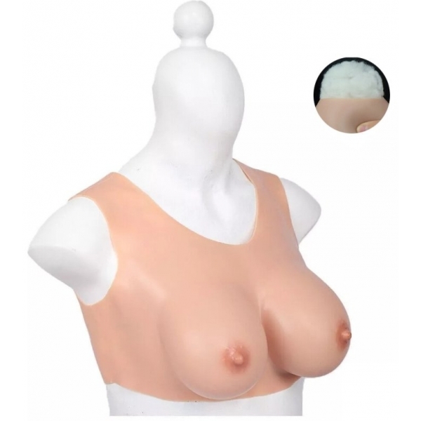 Round Collar Crossdresser Breast Forms - Cotton FLESH Bonnet E