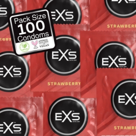 Condooms met aardbeiensmaak x100