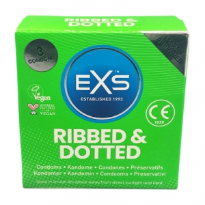 EXS Textured Ribbed & Dotted Condoms x3