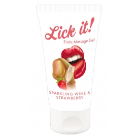 Lick it! Mousserende Wijn & Aardbei Massagegel 50ml