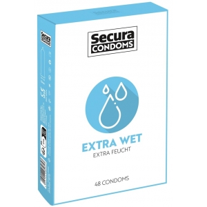 Secura Condoms Preservativos lubricados extra húmedos x48