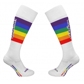 Hohe Socken Pride Football Weiß-Rainbow