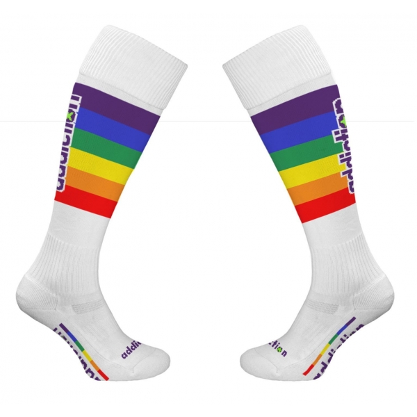 Calcetines altos de fútbol Pride White-Rainbow