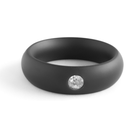 Black Label Anillo de metal Donut Strass Negro