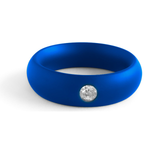 Black Label Metal Cockring Donut Strass Blue