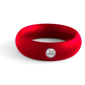 Black Label Cockring en acier DONUT STRASS Rouge