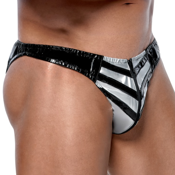 Vinyl Raft sexy briefs Black-Silver