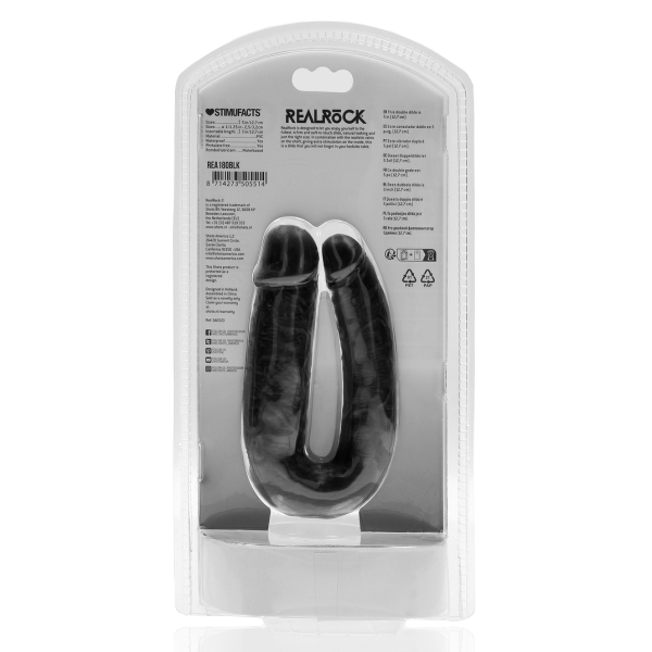 Dildo doppio a forma di U 12 x 3 cm nero