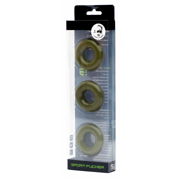 Chubby Rubber Cockring 3-Pack - Army Green