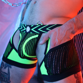 Boxer Jock Dickmatized Schwarz-Grün Neon