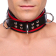 Leather Necklace 3 Rings D Red-Black