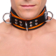 Lederhalsband 3 Ringe D Orange-Schwarz