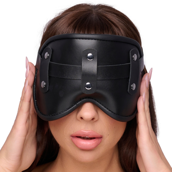 Blind Up Gevoerd Lederen Masker Zwart