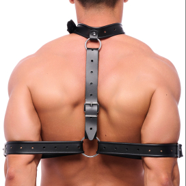 Bondage- und Armhalter-Halsband aus Leder