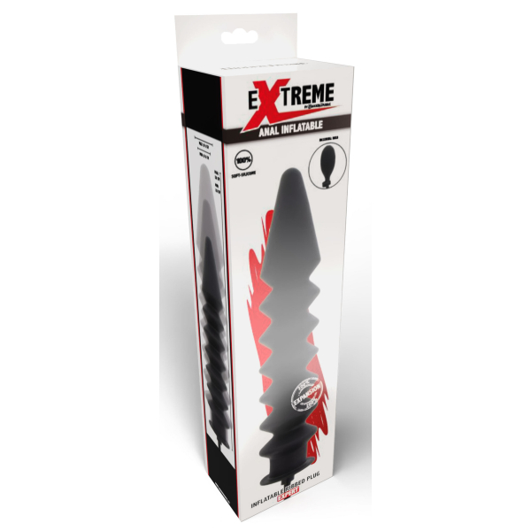 Hidden Desire Extreme Inflatable Ribbed Plug - Expert Black