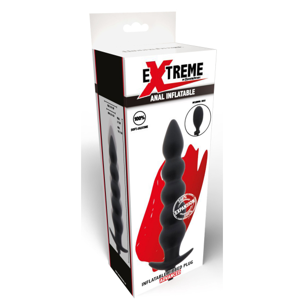 Hidden Desire Extreme Inflatable Ribbed Plug - Advance Black