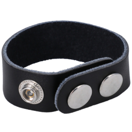 RockSolid by Doc Johnson Verstelbare leren cockring The Leather 3 Snap Zwart