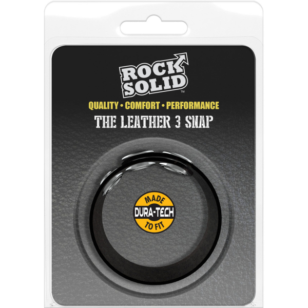 Adjustable leather cockring The Leather 3 Snap Black