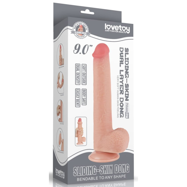 Dildo with Sliding Skin Purse 17 x 3.5cm