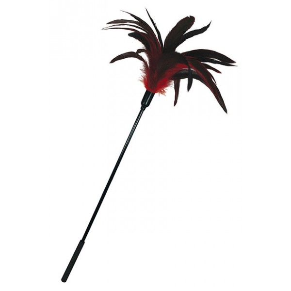 Red and black feather duster 57 cm