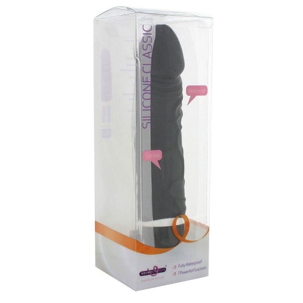 Dildo Vibrating Classic Silicone Black 15 x 4cm