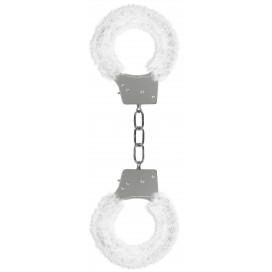 Ouch! White Metal Fur Handcuffs