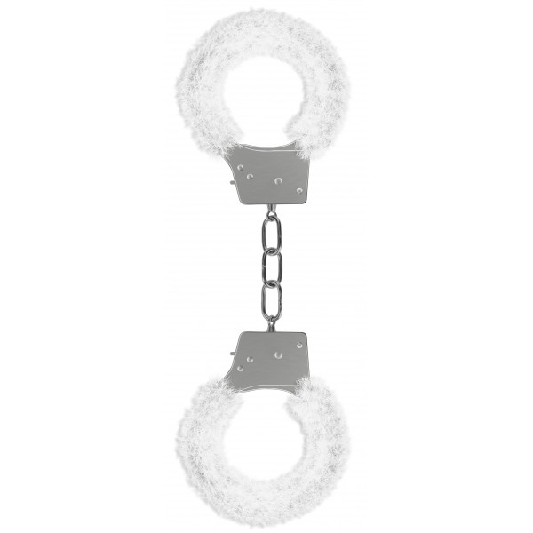 White Metal Fur Handcuffs