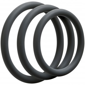 set van 3 zwarte dunne Silicone Ringen