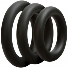 Set of 3 Black Silicone Rings 10mm
