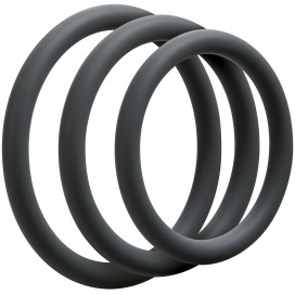 Set van 3 dunne Silicone Ringen Grijs