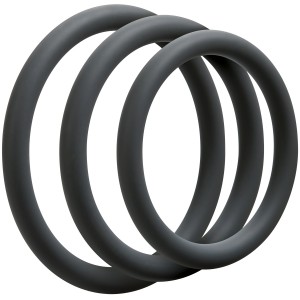 Optimale Set di 3 anelli sottili in silicone grigio