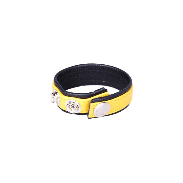 Yellow Leather Penis Ring 3 Pressures