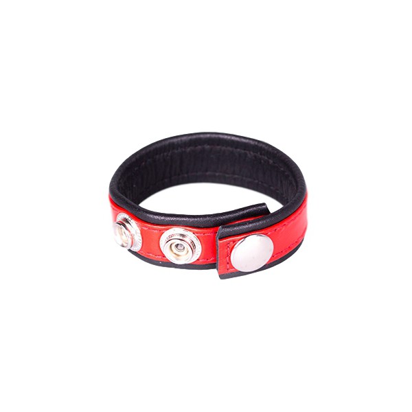 Leather penis ring Red and black