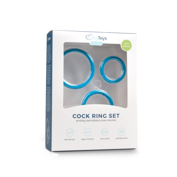 Blauwe Silicone Cockrings x3