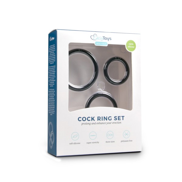 Pack 3 cockrings Silicone Noir
