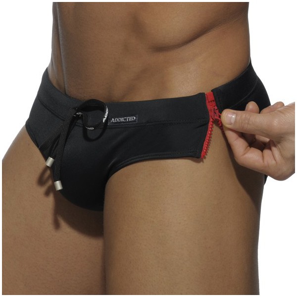 Sides Zipper Black swim brief