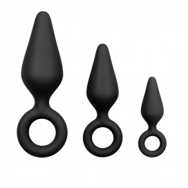 EasyToys Anal Collection Juego de 3 tapones puntiagudos de 10 x 4,5 cm Negro