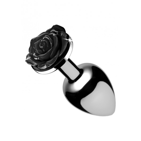 Jewel Plug with Black Rose - 7.5 x 3.4 cm MEDIUM