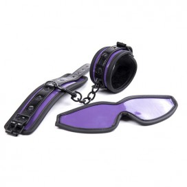 Kit de máscara y esposas de color púrpura