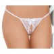 White string thong with bow - Open on the crotch
